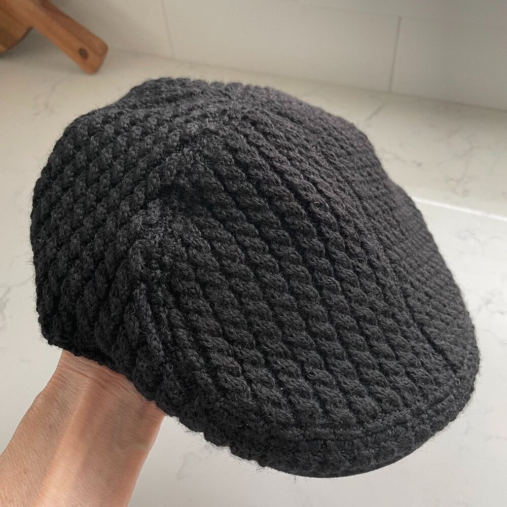 Woolrich The Original Outdoor Clothing Co Newsboy Honeycomb Knit Hat Black Sz M